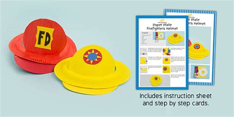 Paper Plate Firefighters Hat Craft Instructions - Twinkl