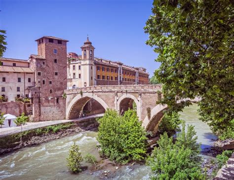 A View of Tiber Island, Bridge Fabricio and Caetani Fortress Tower Over ...