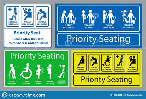 Priority Seat Sticker. Using in Public Transportation, Like Bus, Train, Mass Rapid Transit and ...