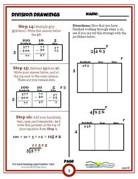 Division Drawings Rectangular Area Model for Long Division (Worksheets)(Games)