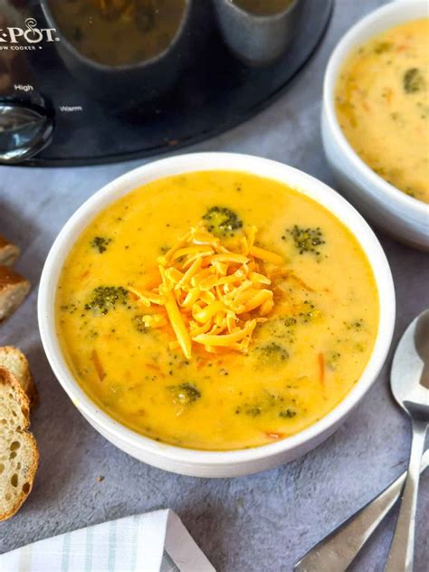 Easy Slow Cooker Broccoli Cheddar Cheese Soup - Whiskful Cooking