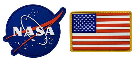 NASA Classic Logo USA Flag Patch [2PC-PVC Rubber -“Hook Brand” Fastene – MILTACUSA