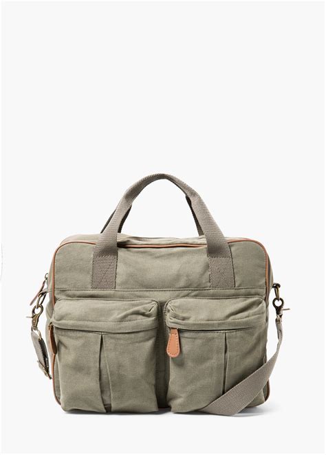 Lyst - Mango Multi-pocket Canvas Weekend Bag in Natural for Men