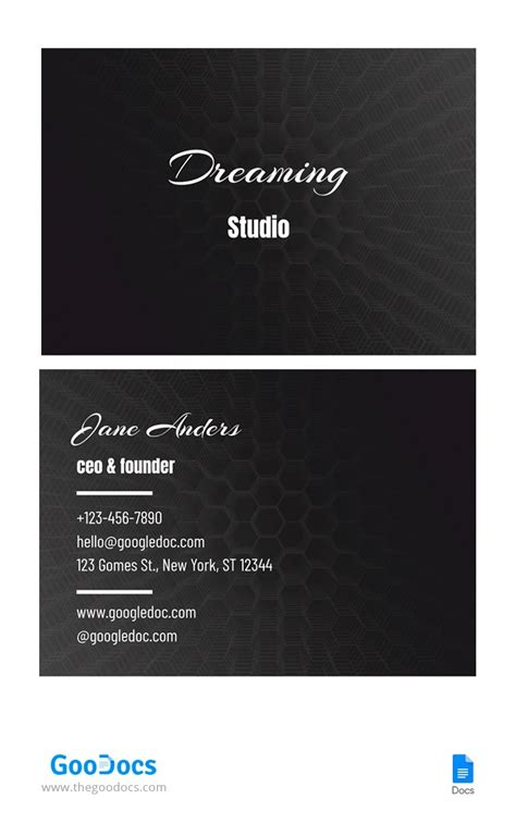 Abstract Business Card Template In Google Docs