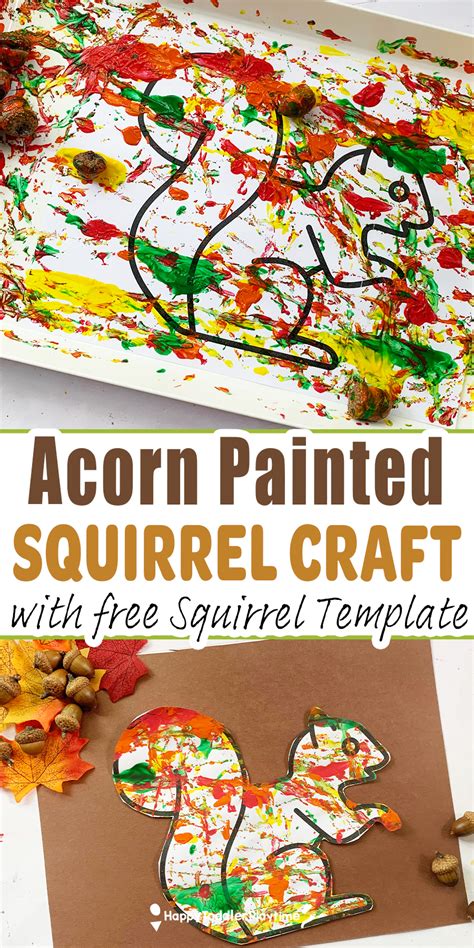 Acorn Painted Squirrel Craft with Free Template - Happy Toddler Playtime