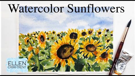 Watercolor Sunflower Field - Step by step tutorial for beginners - YouTube