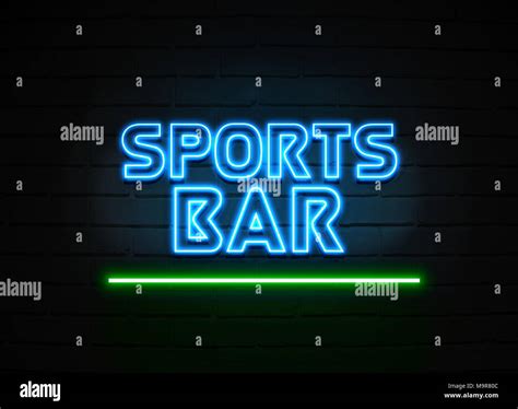 Sports Bar neon sign - Glowing Neon Sign on brickwall wall - 3D rendered royalty free stock ...