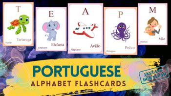 PORTUGUESE Alphabet FLASHCARD with picture, Learning PORTUGUESE | TPT