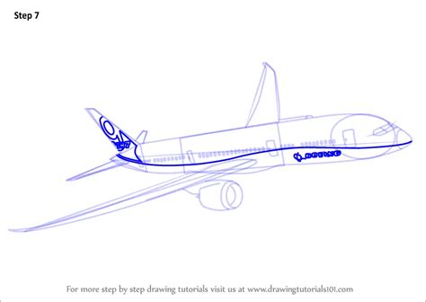 Learn How to Draw a Boeing 787 (Airplanes) Step by Step : Drawing Tutorials