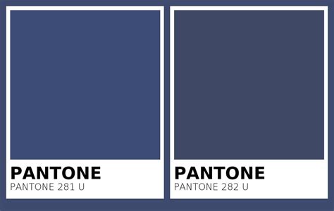 Color PANTONE 281 U vs PANTONE 282 U Side By Side