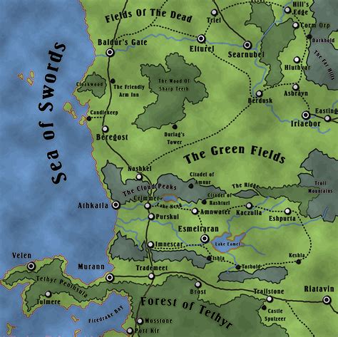 Map of Baldur's Gate / Southern Sword Coast, Faerun Faerûn | Map ...