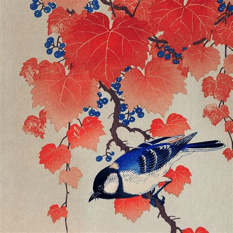 Blue Bird Traditional Japanese Wildlife Digital Art by Cozy Guru | Pixels