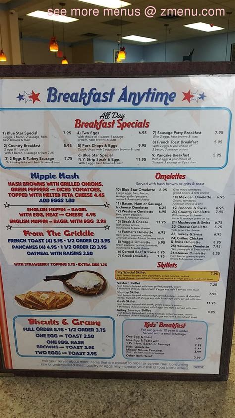 Menu at Blue Star Family Coney Island restaurant, Pontiac