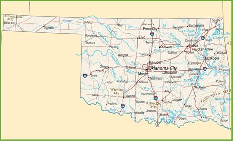 Laminated Poster Oklahoma State Road Map City Highway Poster Print 11 x ...