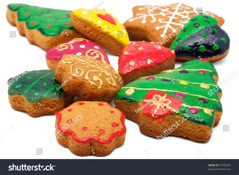 Christmas Cookies Of Different Shapes. All Cookies Are Colored ...