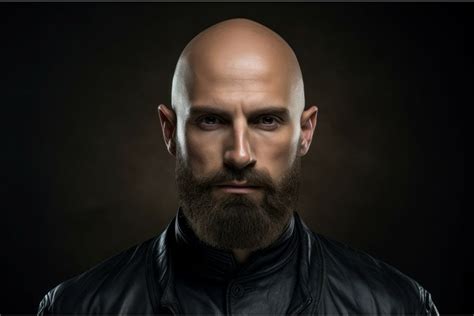 Impressive Man beard bald head. Generate Ai