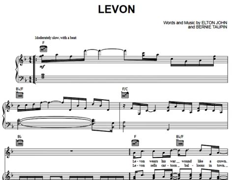 Elton John-Levon Free Sheet Music PDF for Piano | The Piano Notes