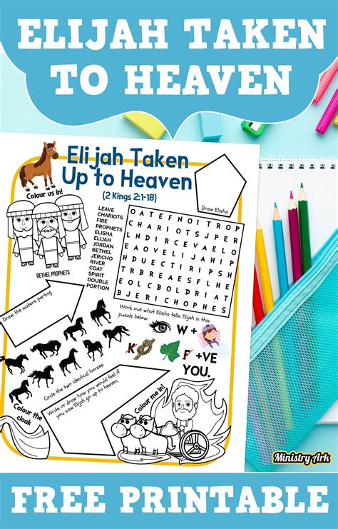 'Elijah Taken to Heaven' Printable Puzzle Sheet • MinistryArk