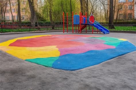 Premium AI Image | A colorful playground for children in a park luxuriant grass