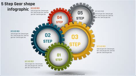 62.[PowerPoint] Create 5 Step Gear shape powerpoint infographic|PPT Design|Free Template - YouTube