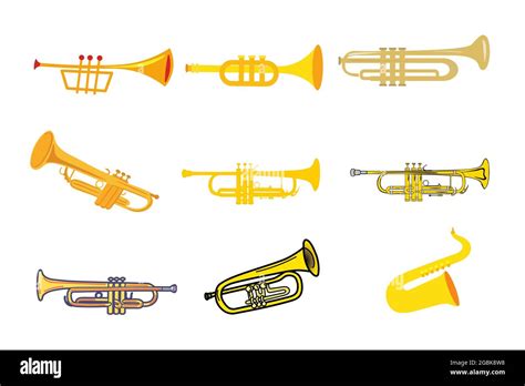 Different types of trumpet isolated on white Stock Photo - Alamy