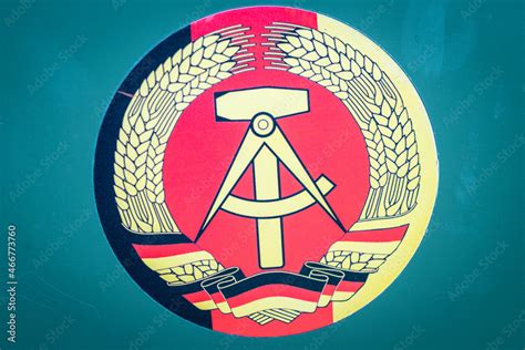 old emblem of the German Democratic Republic, the communist symbol of ...