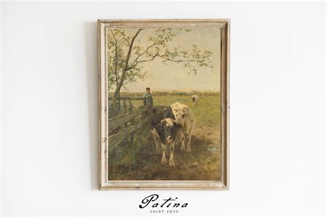 Antique Cow Painting Vintage Prints Farmhouse Decor Farm - Etsy