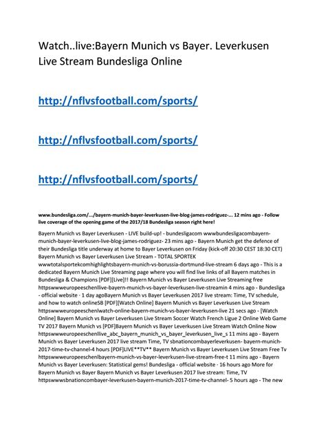 Watch live bayern munich vs bayer leverkusen live stream bundesliga ...