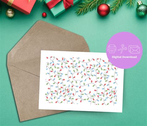 Printable Christmas Lights Card, Christmas Lights, Colorful Holiday ...