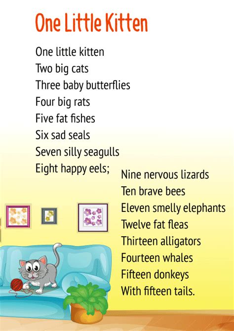 One Little Kitten - Poem on Animals for Class 1 | Download Free PDF