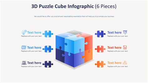 3D Puzzle Cube Infographic Diagram (6 Pieces)