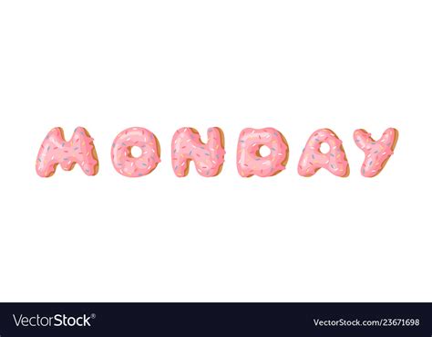 Cartoon donut and word monday hand drawn drawing Vector Image