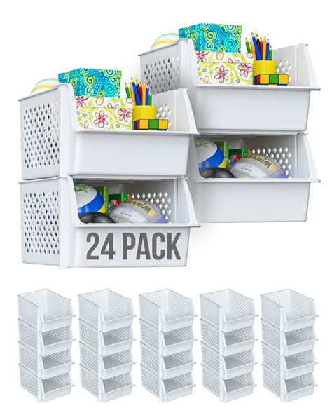 Skywin Plastic Stackable Storage Bins for Pantry - Stackable Bins For ...