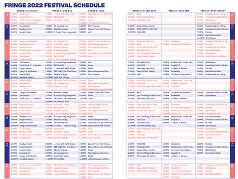 #Fringe25 Festival Schedule – Ottawa Fringe Festival