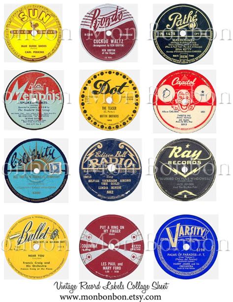 vINTAGE rECORD LaBeLs Digital Collage Sheet ATC Mixed Media