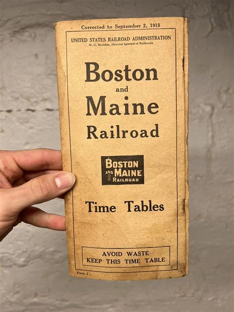 ANTIQUE 1918 BOSTON MAINE RAIL ROAD NORTHERN DIVISION TIMETABLE ORIGINAL RR -- Antique Price ...