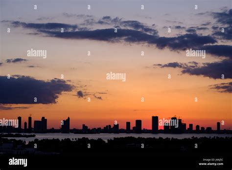 Miami Skyline at Sunset Stock Photo - Alamy