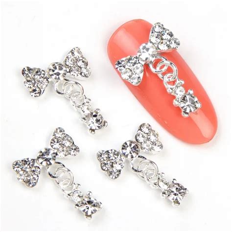 10pcs/lot High Quality Dangle Nail Charm Design Glitter Rhinestone 3D Alloy Nail Art Nail Tip ...