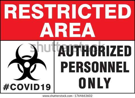 Coronavirus Covid19 Safety Sign Restricted Area Stock Vector (Royalty ...