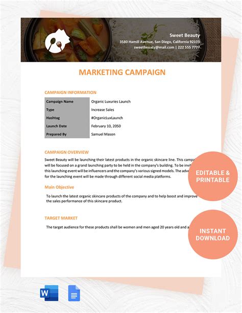 Free Marketing Campaign Launch Template - Google Docs, Word, Apple ...