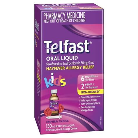 Telfast Hayfever Allergy Relief Kids Antihistamine Liquid Non-Drowsy ...