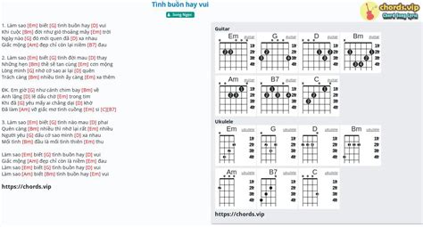 Hợp âm: Tình buồn hay vui - cảm âm, tab guitar, ukulele - lời bài hát | chords.vip