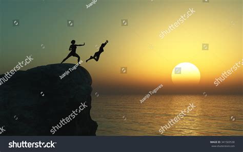 Woman Pushing Another Off Cliff Stock Illustration 341569538 | Shutterstock