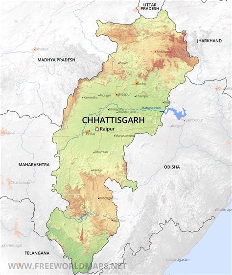 Chhattisgarh Physical Map
