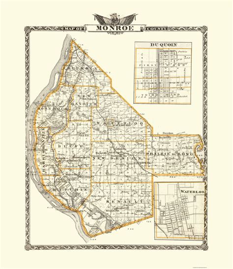 Monroe County Illinois - Warner 1876 - 23.00 x 26.59 - Matte Art Paper ...