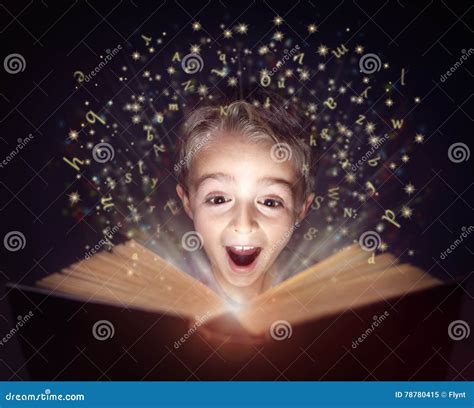 Child Reading a Magic Story Book Stock Image - Image of excitement ...