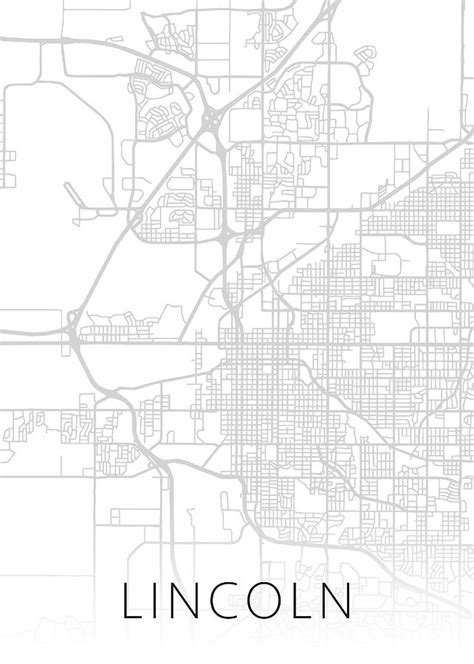 Lincoln Nebraska City Street Map Minimalist Black and White Series Mixed Media by Design ...