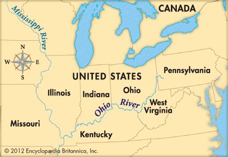 Map Of Ohio River States - Gillie Donnamarie