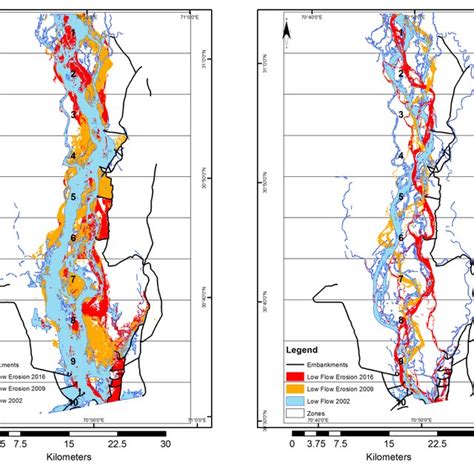 River bank erosion in 2009 and 2016 | Download Scientific Diagram