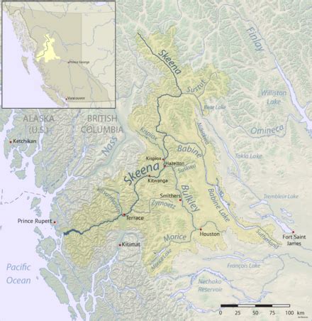 Skeena River watershed with tributaries | Watersheds, River, World